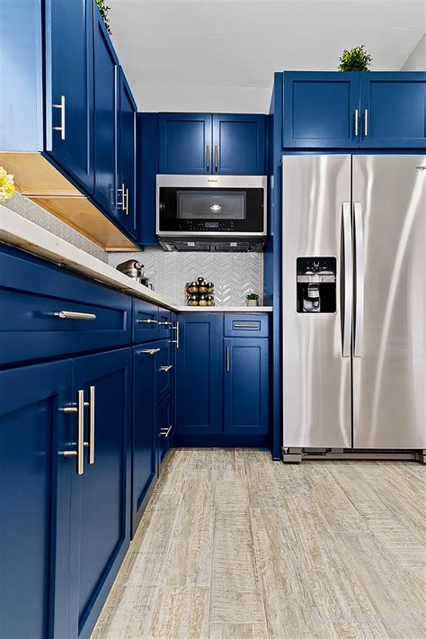 navy kitchen cabinets with stainless steel counters|blue navy kitchen cabinets.